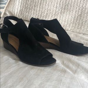 Black suede wedge size 11